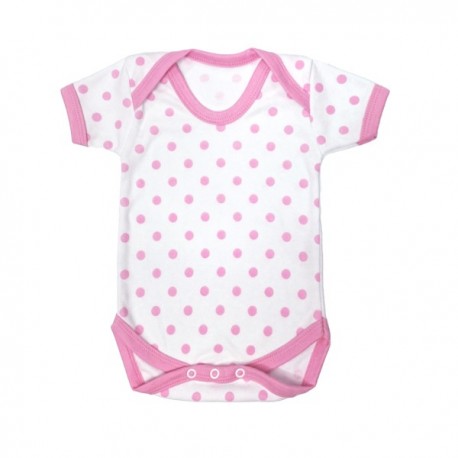 Pink Polka Dot Pattern Cotton Bodysuit 0-3m