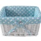 Painted basket with blue polka dot lining - small size 22 x17cm