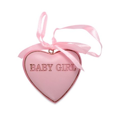 Coeur en résine rose "Baby girl"