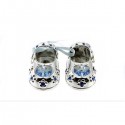 Zilveren schoentjes met kristal blauw