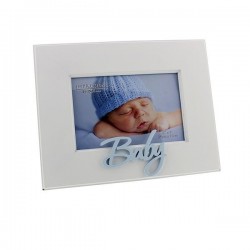 White baby frame blue 10x15 cm