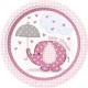 "Olifant" roze kartonnen bordjes voor Baby Shower x 8