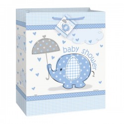 Sac cadeau éléphant bleu pour Baby Shower