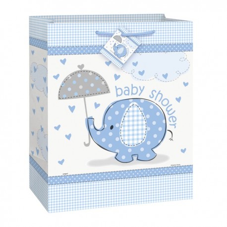 "Olifant" Cadeauzak blauw voor Baby Shower