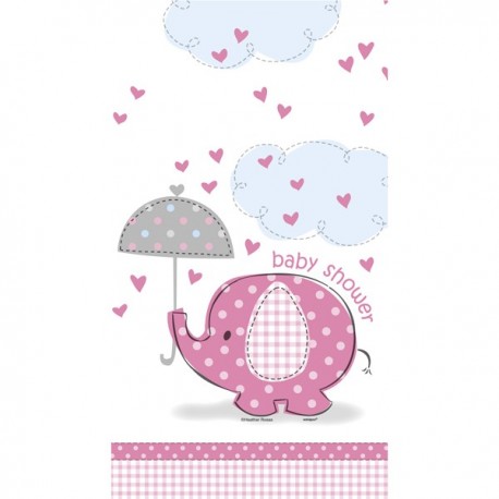Umbrellaphants Pink Baby Shower Plastic Tablecover