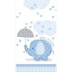 Umbrellaphants Blue Baby Shower Plastic Tablecover