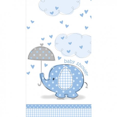 Umbrellaphants Blue Baby Shower Plastic Tablecover