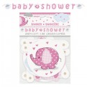 Bannière éléphant rose pour Baby Shower