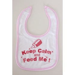 "Keep calm and feed me" pink Bib