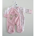Baby Velour All in One "little bear" pink
