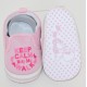 Petites chaussures "Keep Calm and help me walk" roses