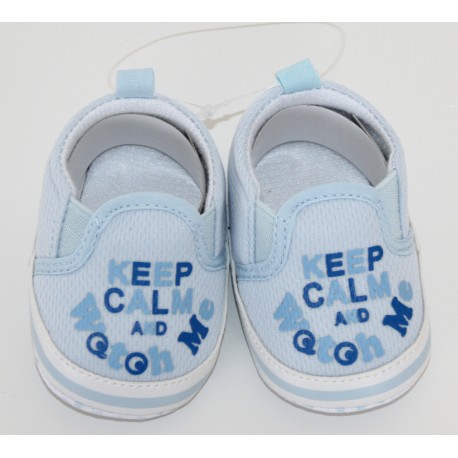 Petites chaussures "Keep Calm" bleues