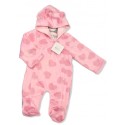 Cute Baby hooded all in one with heart design pink