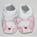 Cotton Twill Baby Bootees with kitten face pink