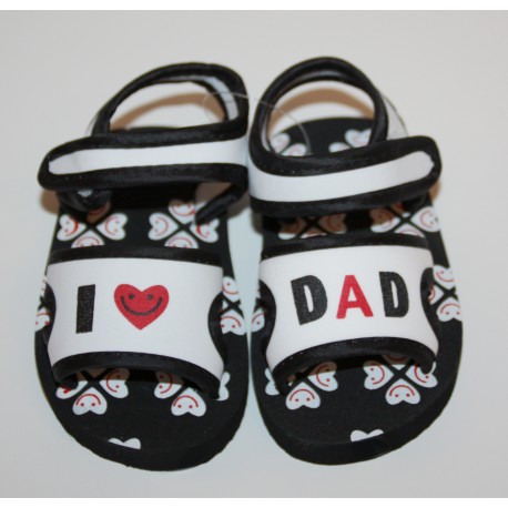 Sandales "I love Dad" blanches et noires
