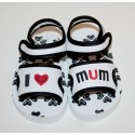 Sandales "I love Mum" blanches et noires