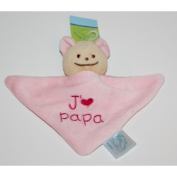 Mini comforter bear "J'aime Papa" pink