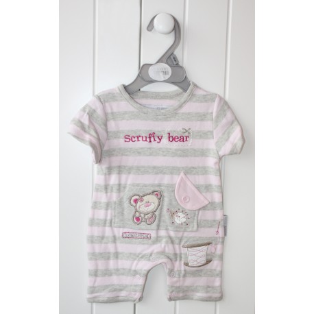 Grey and pink striped romper "teddy bear"
