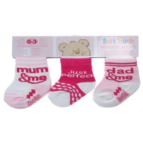 Packs Of Socks With 3 Designs - Girls Pink Pack